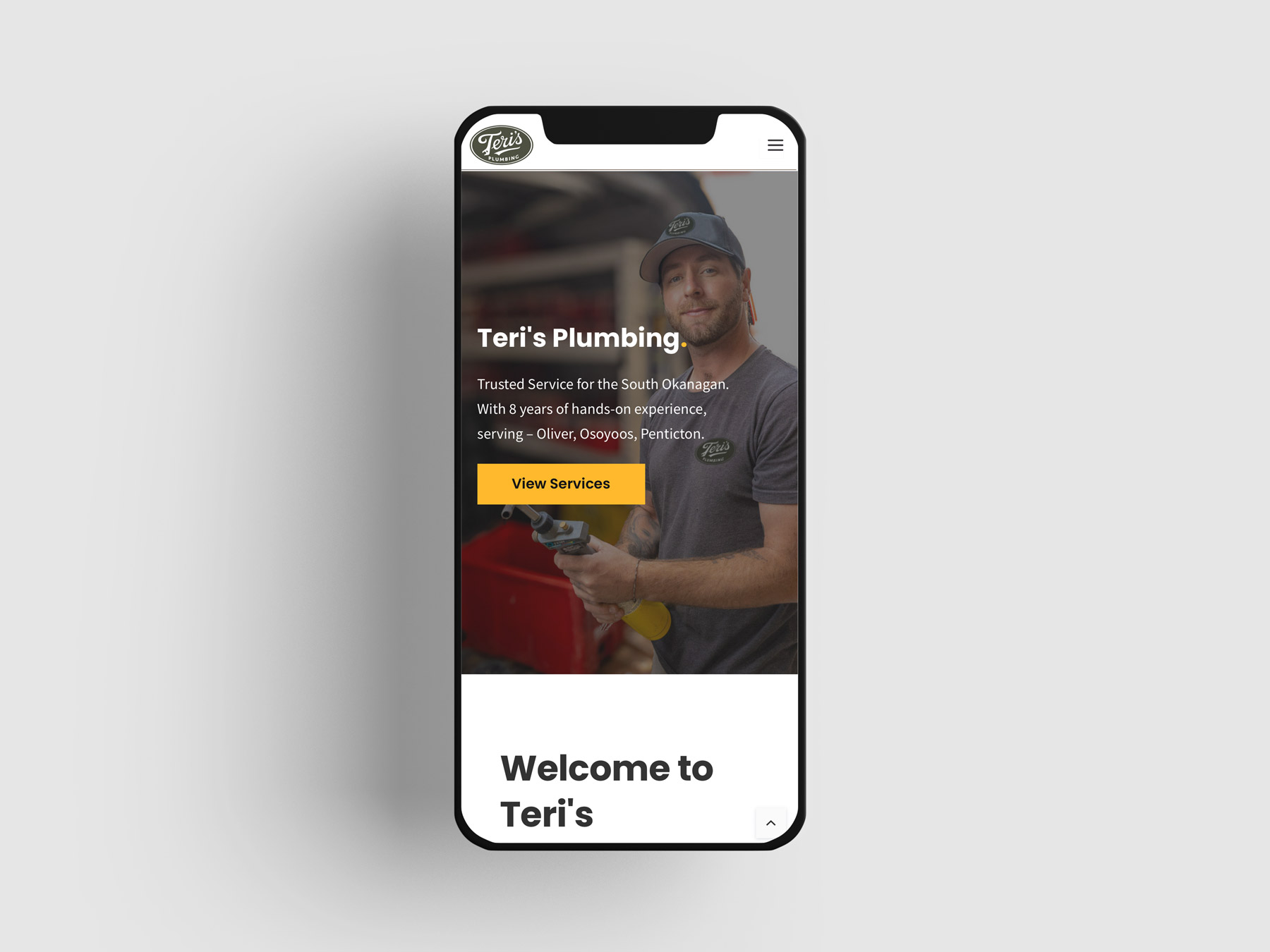 Teri's plumbing mobile phone view optimized